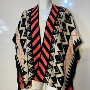 Casting LA SZ M Oversized sweater wrap layering piece western comfy aztec tribal